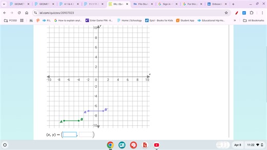 The image shows a graph with two line segments, AB and A'B'. We... | Filo