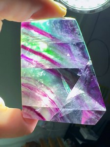 Omg 😱 so so amazing transparent colorful fluorite Freeform with strong rainbow 🌈 and clearly strips | Rock's Rock Store
