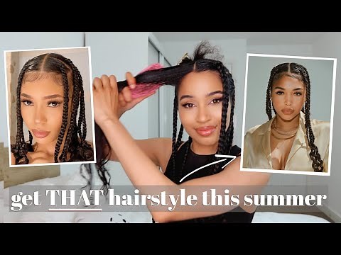 Easy Braids Tutorial with TIPs & TRICKS | knotless box braids like Coi Leray & Lori Harvey
