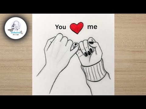 Couple Holding Hands Drawing - pencil sketch / Drawing tutorial easy - Romantic couple Holding Hands