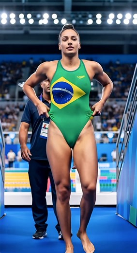 A beautiful Brazilian swimmer enters the stadium #olympics #athlete #beauty #motivation