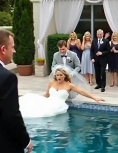 81K views · 29 reactions | Before our wedding, Dylan joked about tossing me into a pool during the ceremony. I warned him I’d leave if he did. He promised he wouldn’t. But on our big day, while taking photos by the pool, Dylan suddenly pushed me in. Soaked and shocked, I saw him laughing and filming, saying, “This is going to go viral!” (check in the first comment) | Solin Creative | Facebook