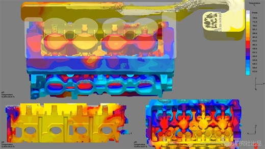铸造模拟CAE 重力铸造充型温度场 缸盖 铸力研究社 MAGMA