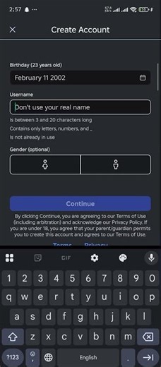 How to add username while creating roblox account #shorts #roblox