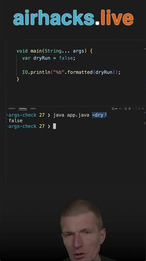 main() Argument Check #java #shorts #coding #airhacks