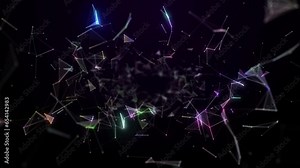 Abstract background low poly triangle with line and dot connection, Technology digital network connection background concept, Seamless Loop, 4K