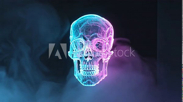 Glowing Neon Cyberpunk Skull with Pulsing Light Seamless Loop 4K (Twitch, YouTube, Stream Overlay, Agency)