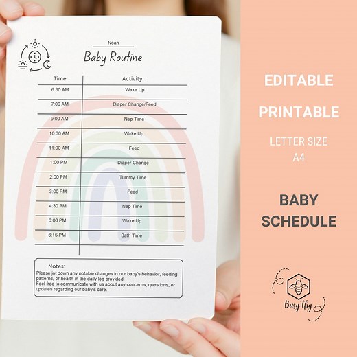 Editable Baby Schedule Template: Printable Infant Routine (PDF) - Etsy