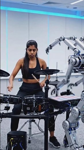 Challenging a sophisticated artificial intelligence robot to a high-speed rhythmic drum battle #drum