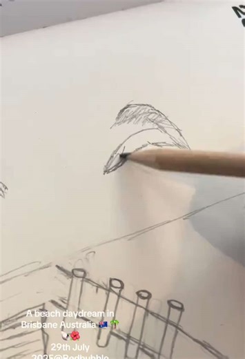 Sun, sand, and sketchbook vibes 🌴☀️ Brisbane Bay, 25.07.2025 — Boardwalk views, seashells underfoot, palms in the breeze, and salty air that makes you forget the rest. Just me, the beach, and a pencil. 🌊🎨#viral #foryou #trending #reels #BeachDay #art #fyp #artist @Redbubble