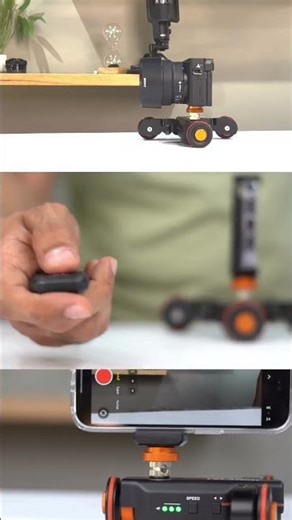 3-Wheels Wireless Remote Control Video Camera Dolly, 3-Speed Motorized Electric Track Rail Slider