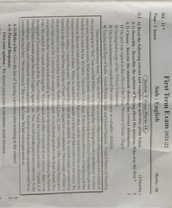 Std. - 11to First Term Exam 2021-22Sub : EnglishMarks: 50Ti... | Filo