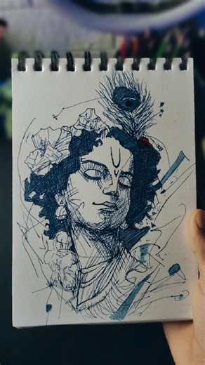 vasudev krishna ji pen art sketch drawing 🥰🙏 #krishna #viral #drawing #shorts #trending