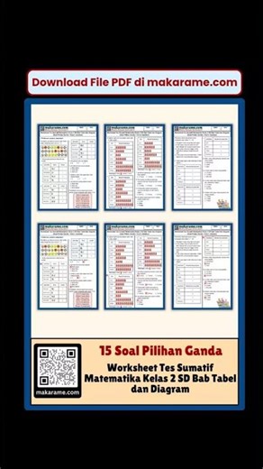 Grade 2 Elementary School Mathematics Summative Test Worksheet Chapter Tables and Diagrams
