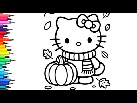 Fall Hello Kitty Drawing Painting & Coloring for Kids and Toddlers_ Kids Art 🍂 Autumn Fall | Autumn