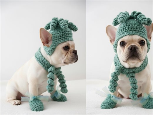 Crochet Dog Booties and Hat Set | Handmade Puppy Outfit | Small Dog Winter Accessories | Pet Gift - Etsy