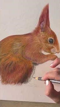 Happy Little Red Squirrel 🐿️ | Colored Pencil Drawing