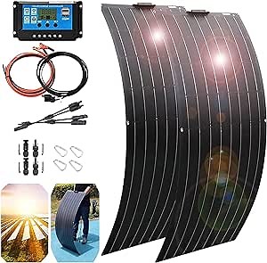 800 Watt Solar Panel Kit, with 40A Charge Controller 2 × 400 Watt Flexible Monocrystalline Solar Panel for 12-24V Battery Charging Car Battery Camper RV Yacht Battery Boat