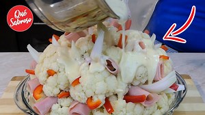 8.8K views · 603 reactions | Coliflor Rellena con Queso Gratinado Receta Súper Sabrosa! Familia hoy les presento esta deliciosa coliflor rellena y gratinada con queso muy fácil de preparar. Una receta sorprendente de principio a fin para que sorprendas a tu familia! Ingredientes: 1 coliflor 1/2 pimiento morrón 1/2 cebolla 5 rebanadas de jamón 200 gramos de queso manchego 2 cucharadas de harina 2 cucharadas de mantequilla Sal y pimienta al gusto | GUTHY COCINA | Facebook