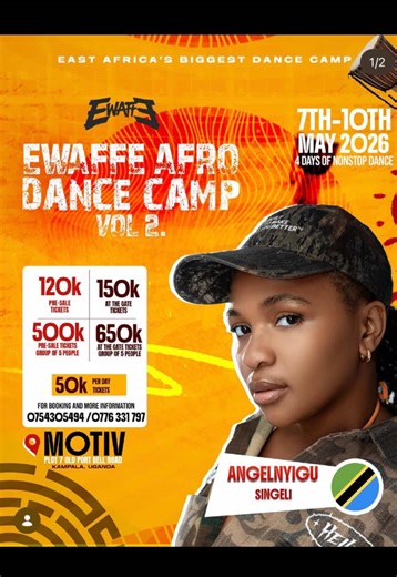 Uganda, Kampala—Ewaffe Afro Dance Camp is going down! 🔥 Happening from 7th–10th May, get ready for 4 non-stop days of dance. Don’t miss out—secure your spot now! * 120K for all 4 days * 50K per day For tickets, contact @namataesther See you there! #Angelnyigu