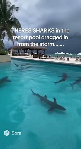 Hurricane MELISSA washes sharks into resort pool