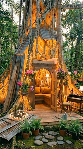 Build a beautiful house under a big tree.