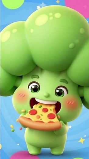 Laughing Broccoli Eating Food | Cute Cartoon Vegetable Animation | Funny Veggie Art