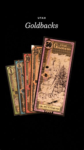 Utah was the first state to introduce Goldbacks in 2019, launching a voluntary, gold-backed currency that blends intrinsic value with stunning artistry. Available in denominations of 1, 5, 10, 25, and 50, each note contains .9999 fine gold, ranging from 1/1000th to 1/20th of a troy ounce, encased in durable polyester. The designs celebrate Utah’s history, culture, and natural beauty, featuring female personifications of virtues inspired by classical numismatic art. #apmex #gold #goldbacks #preci