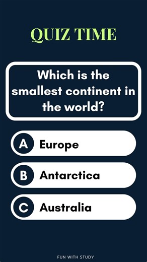Can You Guess the Smallest Continent? 🌏 | Quiz Time #generalknowledge #quiz #trivia