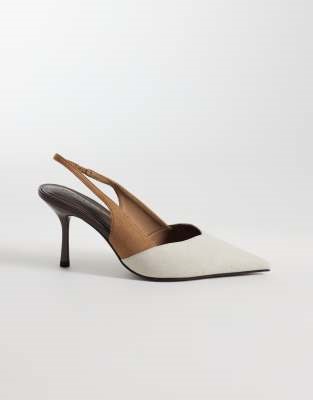 ASOS DESIGN Sabrina slingback stiletto heels in neutral mix | ASOS