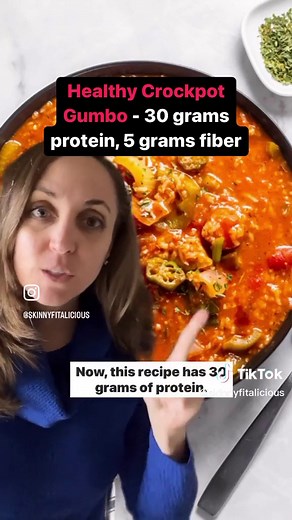 Healthy Crockpot Gumbo Recipe | Low-Calorie & High-Protein Stew