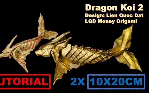 【LQD Money】鸱尾纸币折纸教程Dragon Koi 2 (Lien Quoc Dat)