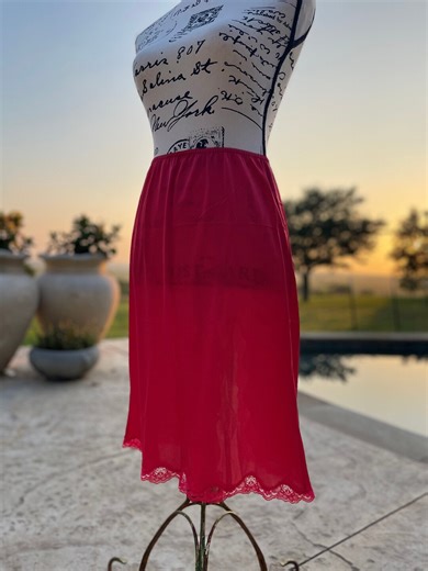 Vintage Red Nylon Half Slip, 1960s Lingerie, Lace Slit S/M - Etsy
