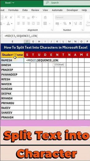 Split Character in Excel. #excel