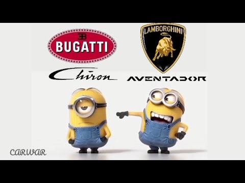 Lamborghini aventador vs bugatti chiron minions style sport car battle | CAR WAR