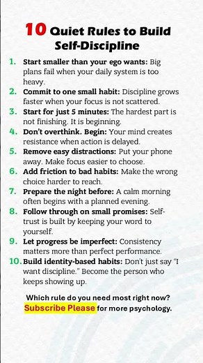10 Self-Discipline Rules That Change Your Life #psychology #selfdiscipline #discipline #mindset