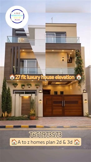 27 fit luxury house elevation 🏠 design 🏠 work 🏠 27 fit front elevation design #home #house#ytshorts