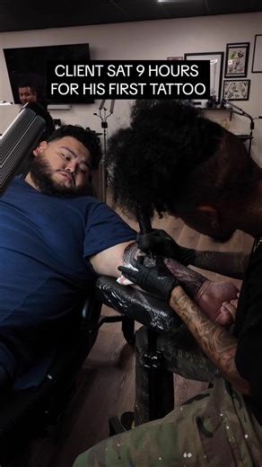 9 hours on your first tattoo 🫡 he’s goated 🐐 😤