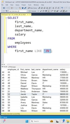 Use wildcard characters with the LIKE operator in SQL to return records that match a specific patter