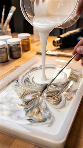 This luxury tabletop made with epoxy resin is next level 🪙💎