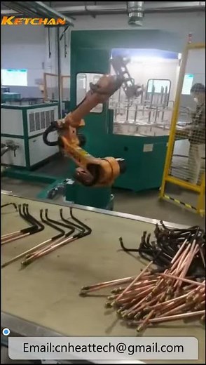 Tube Pipe Automatic High Frequency Induction Brazing System with Robot Feeding