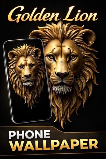 Golden Lion Phone Wallpaper | Dark Luxury Lock Screen (Instant Download)
