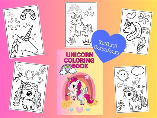 Unicorn Coloring Book for Kids – Cute & Magical Unicorns, Printable Coloring Pages, Digital Download - Etsy
