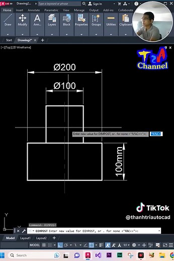 Thanh Tri AutoCad (@thanhtriautocad) - Lệnh DIMPOST trong autocad #autocad #autocadtutorial #autocad2d #autocadtip #autocadtip #autocad_engineering #autocad2023