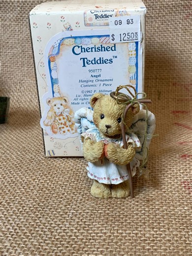 Vintage Cherished Teddies Angel Bear Figurine – Collectible Enesco Teddy Bear With Star – Christmas Farmhouse Shelf Decor Gift - Etsy