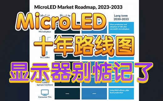 三星105万的MicroLED电视体验如何？一台MicroLED电视能用30年！MicroLED十年路线图来了，五年内无缘显示器，好好等OLED升级吧！