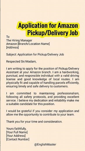 Application for Amazon Pickup/Delivery Job #amazonjobs #shorts
