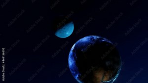 4k Ultra HD 3840x2160. Beautiful 3d Earth Planet Animation. World Planet Satellite,Stars , Nebula And Galaxy Black Background.