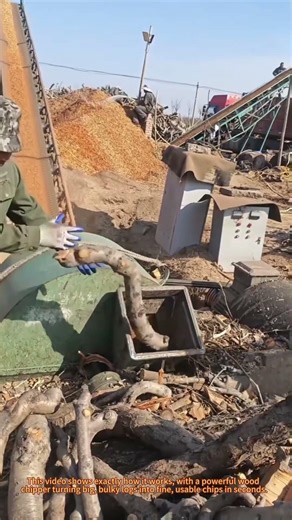 Satisfying Wood Chipper in Action: Log Shredding!
