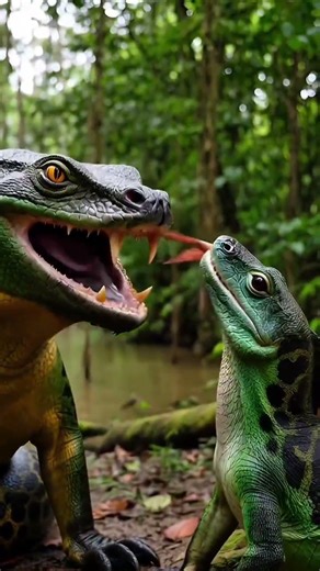 Monitor Lizard Hunting Fish 🐟 | Feeding Its Baby